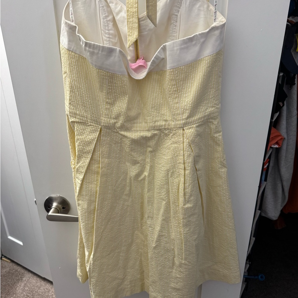 Lilly Pulitzer Yellow and White seersucker Striped Dress - Picture 4 of 5